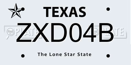 ZXD04B Texas License Plate