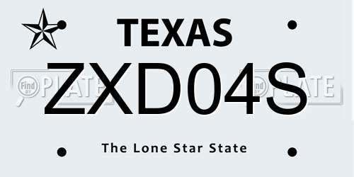 ZXD04S Texas License Plate