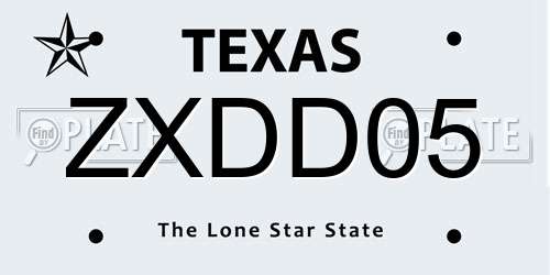 ZXDD05 Texas License Plate