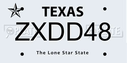 ZXDD48 Texas License Plate