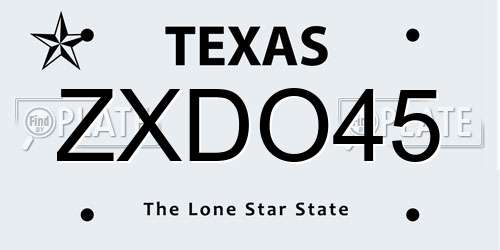 ZXDO45 Texas License Plate