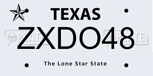 ZXDO48 Texas License Plate
