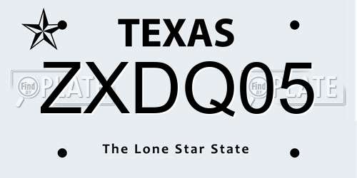 ZXDQ05 Texas License Plate