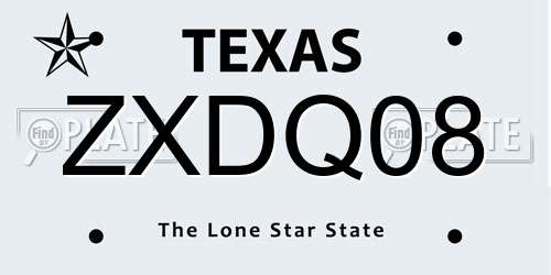 ZXDQ08 Texas License Plate