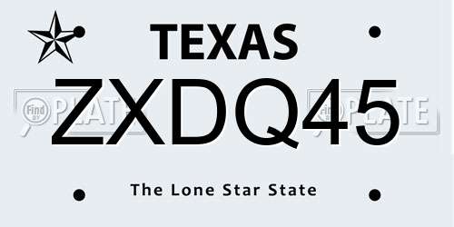 ZXDQ45 Texas License Plate