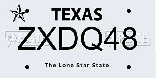 ZXDQ48 Texas License Plate