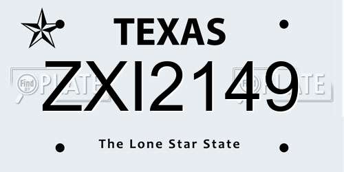 ZXI2149 Texas License Plate