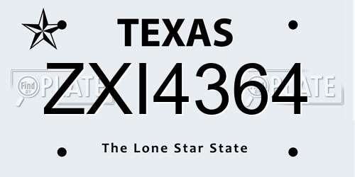 ZXI4364 Texas License Plate