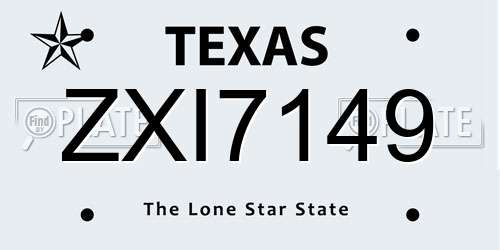 ZXI7149 Texas License Plate