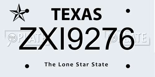 ZXI9276 Texas License Plate