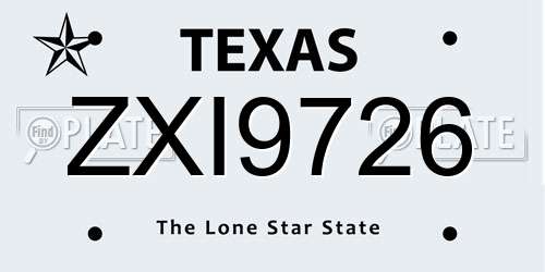 ZXI9726 Texas License Plate