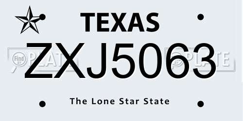 ZXJ5063 Texas License Plate