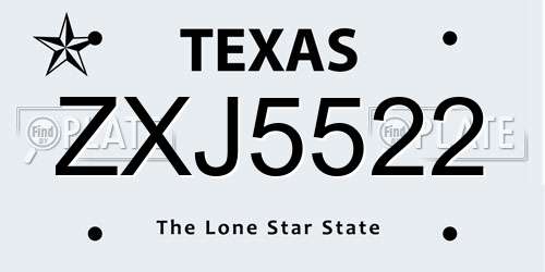 ZXJ5522 Texas License Plate