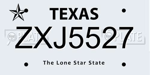 ZXJ5527 Texas License Plate