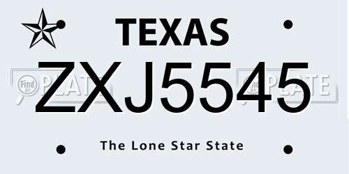 ZXJ5545 Texas License Plate