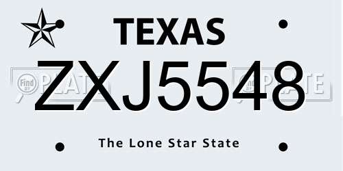 ZXJ5548 Texas License Plate