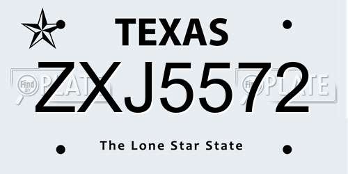 ZXJ5572 Texas License Plate