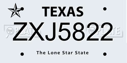 ZXJ5822 Texas License Plate