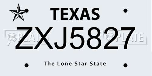 ZXJ5827 Texas License Plate