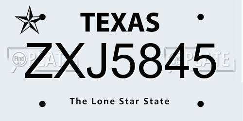 ZXJ5845 Texas License Plate