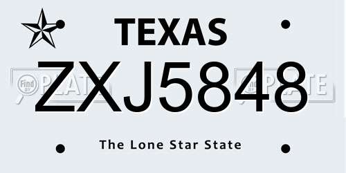 ZXJ5848 Texas License Plate