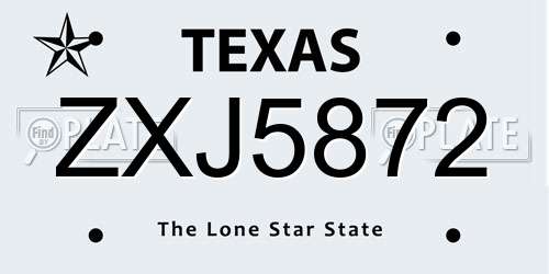 ZXJ5872 Texas License Plate