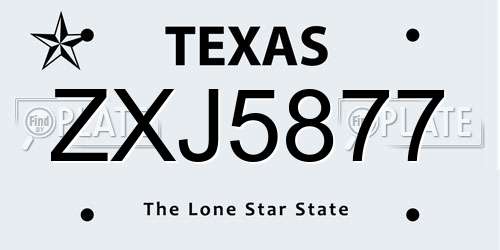 ZXJ5877 Texas License Plate