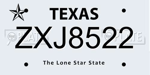 ZXJ8522 Texas License Plate
