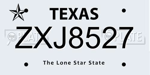 ZXJ8527 Texas License Plate