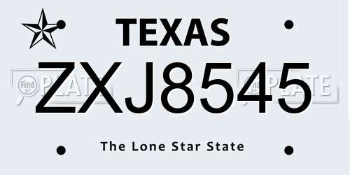 ZXJ8545 Texas License Plate