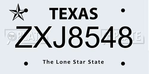 ZXJ8548 Texas License Plate