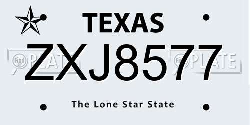 ZXJ8577 Texas License Plate