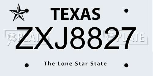 ZXJ8827 Texas License Plate