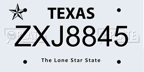 ZXJ8845 Texas License Plate