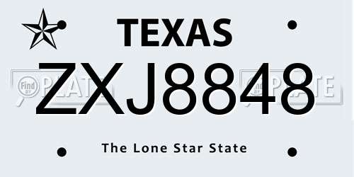 ZXJ8848 Texas License Plate