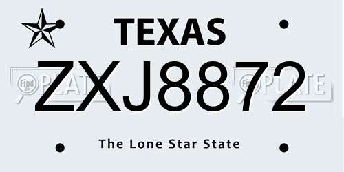 ZXJ8872 Texas License Plate