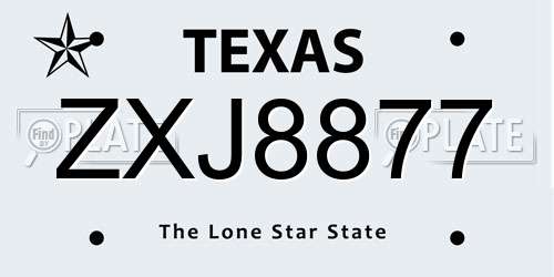 ZXJ8877 Texas License Plate