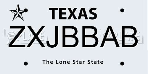 ZXJBBAB Texas License Plate