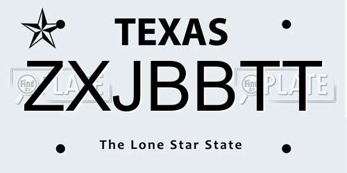 ZXJBBTT Texas License Plate
