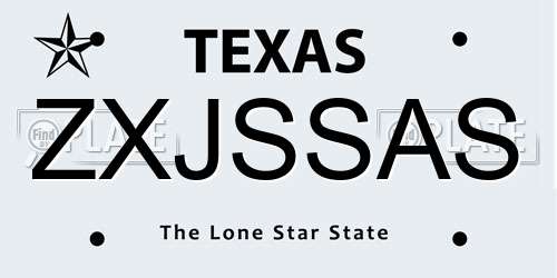 ZXJSSAS Texas License Plate