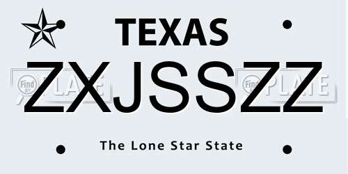 ZXJSSZZ Texas License Plate