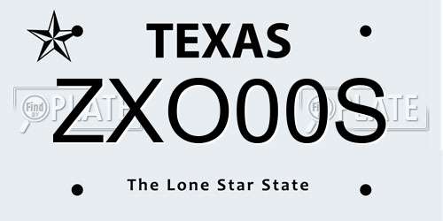 ZXO00S Texas License Plate