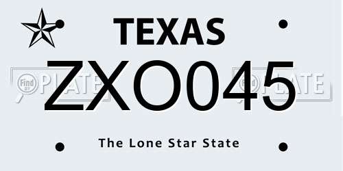 ZXO045 Texas License Plate