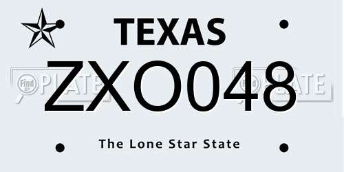 ZXO048 Texas License Plate