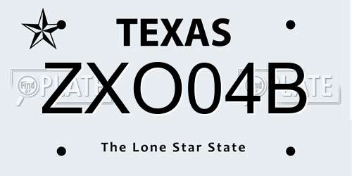 ZXO04B Texas License Plate