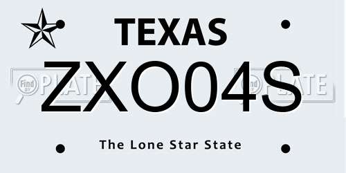 ZXO04S Texas License Plate