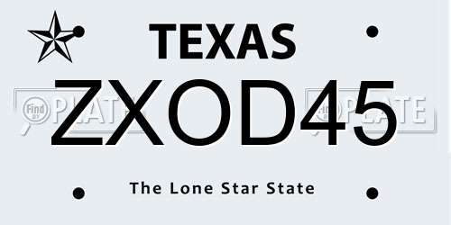 ZXOD45 Texas License Plate