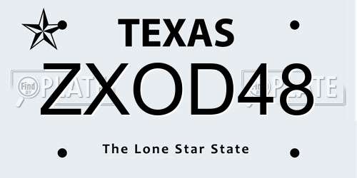 ZXOD48 Texas License Plate