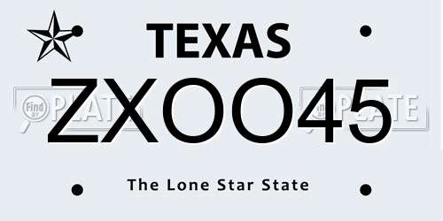 ZXOO45 Texas License Plate