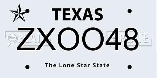 ZXOO48 Texas License Plate